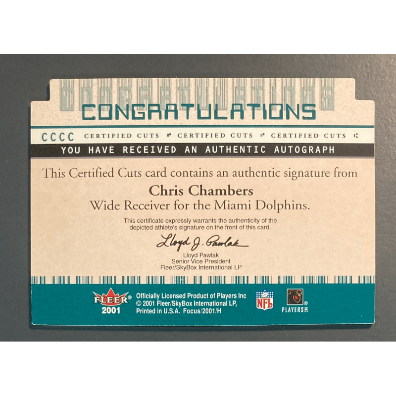 Chris Chambers 2001 Fleer Certified cuts Rookie Autograph