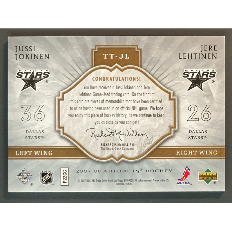 JOKINEN / LEHTINEN 2007-08 Artifacts Tundra Tandems dual patch