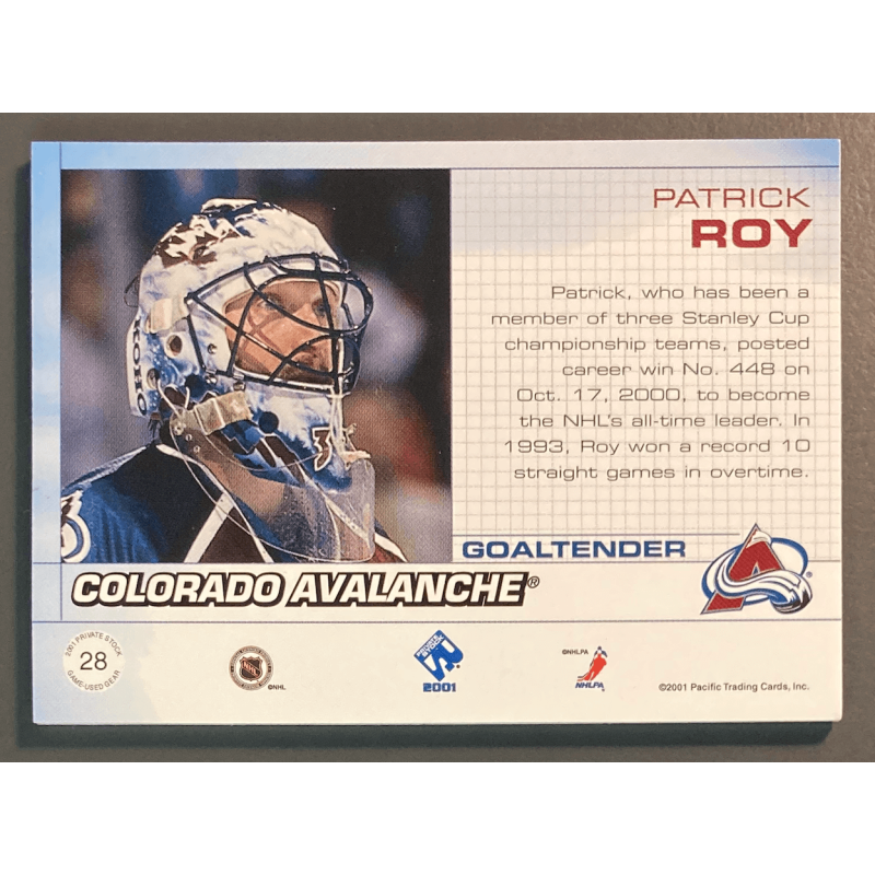 PATRICK ROY 2000-01 Private Stock Game Gear Stick - 28