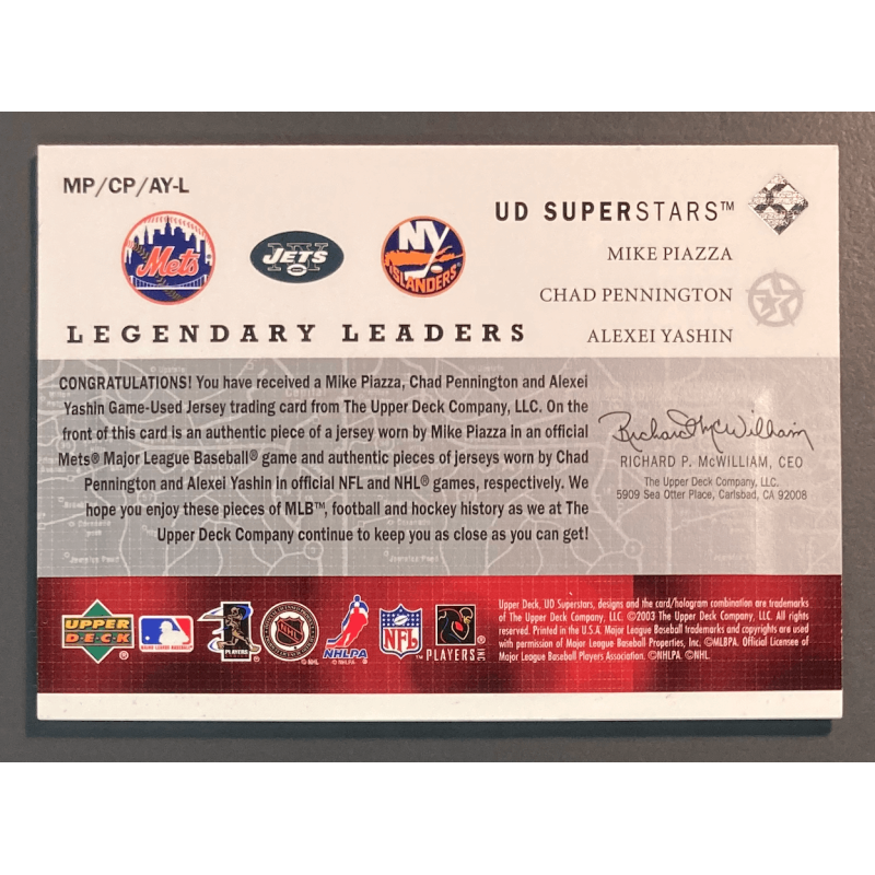 PIAZZA / YASHIN / PENNINGTON 2002-03 UD SuperStars Legendary