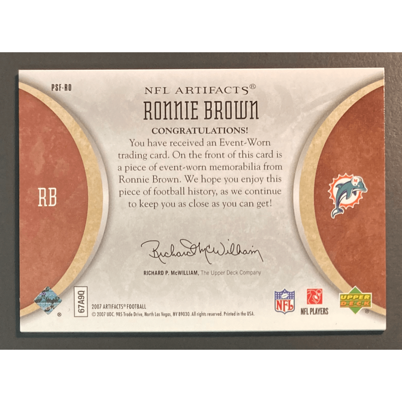 RONNIE BROWN 2007 Artifacts Photo Shoot dual jersey 069/350