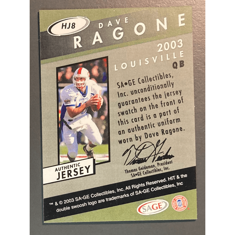 DAVE RAGONE 2003 SAGE HIT Jersey - HJ8