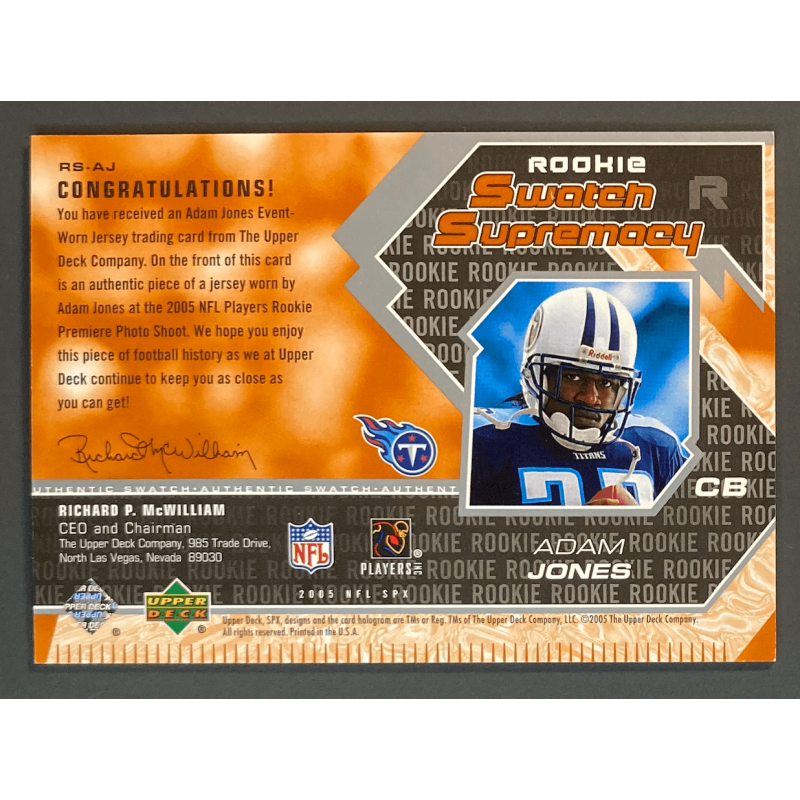 ADAM JONES 2005 SPx Rookie Swatch Supremacy jersey - RSAJ