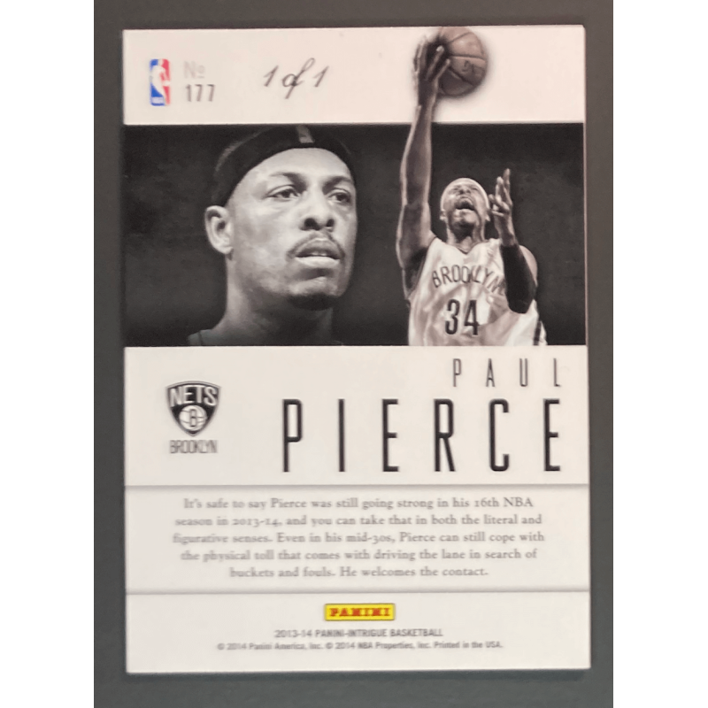 PAUL PIERCE 2013 PANINI INTRIGUE INTRIGUING PLAYERS 1/1