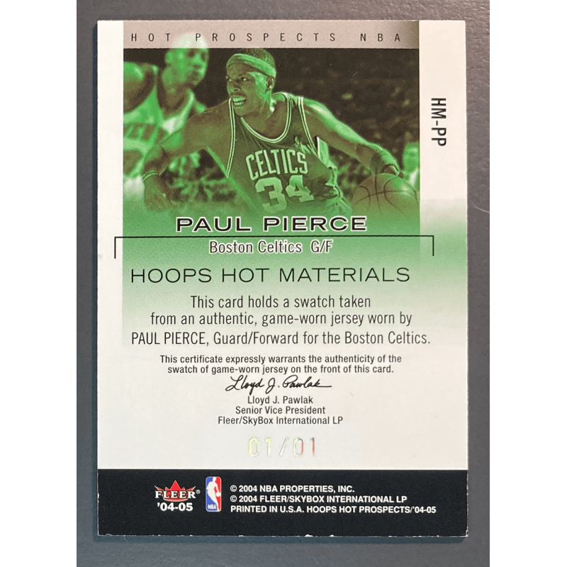 PAUL PIERCE 2004 FLEER HOOPS HOT PROSPECTS JERSEY 1/1