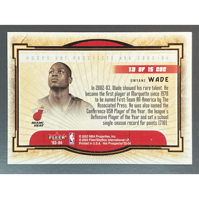 DWYANE WADE 2003 FLEER CREAM OF THE CROP 13 OF 15