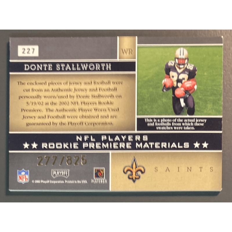 DONTE STALLWORTH 2002 Absolute Memorabilia Rookie jersey 277/825