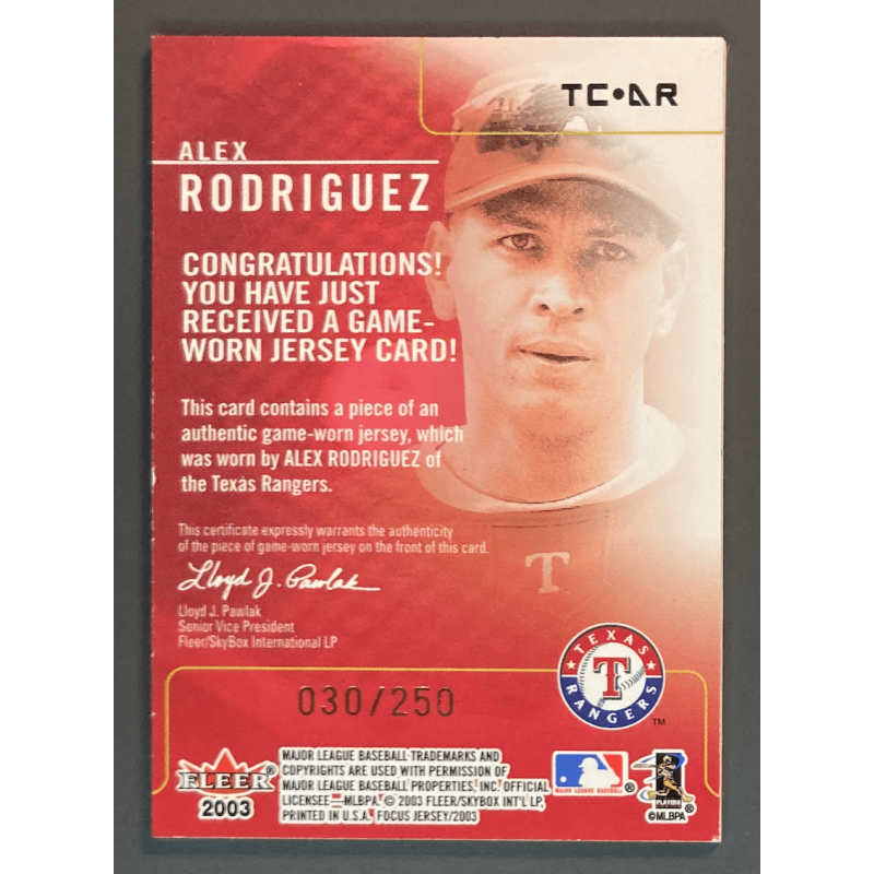 ALEX RODRIGUEZ 2003 Fleer Focus JE Team Colors Game Jersey /250