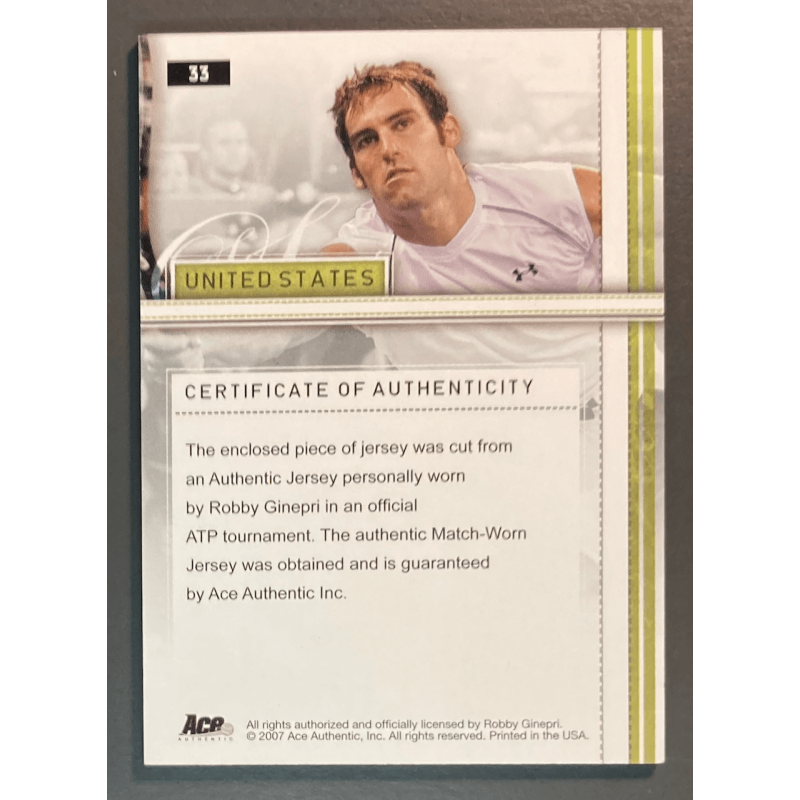 ROBBY GINEPRI 2007 ACE AUTHENTIC JERSEY UNITED STATES - 33