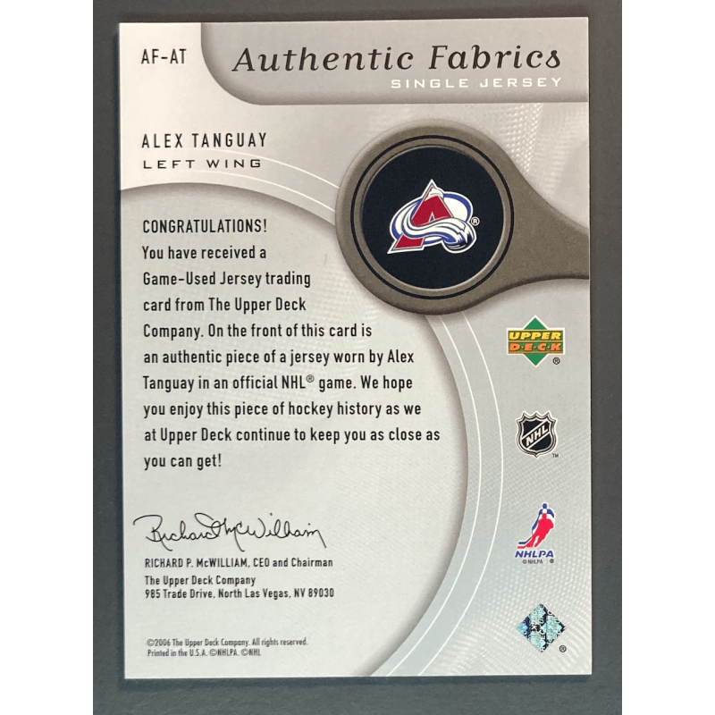 ALEX TANGUAY 2005-06 SP Game Used Authentic Fabrics - AFAT