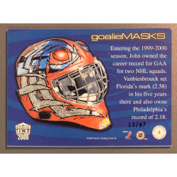 JOHN VANBIESBROUCK 1999-00 Pacific Dynagon Ice Masks Holo Blue