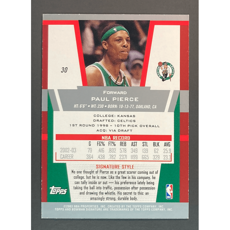 PAUL PIERCE 2003 TOPPS BOWMAN SIGNATURES EDITION RED 1/1
