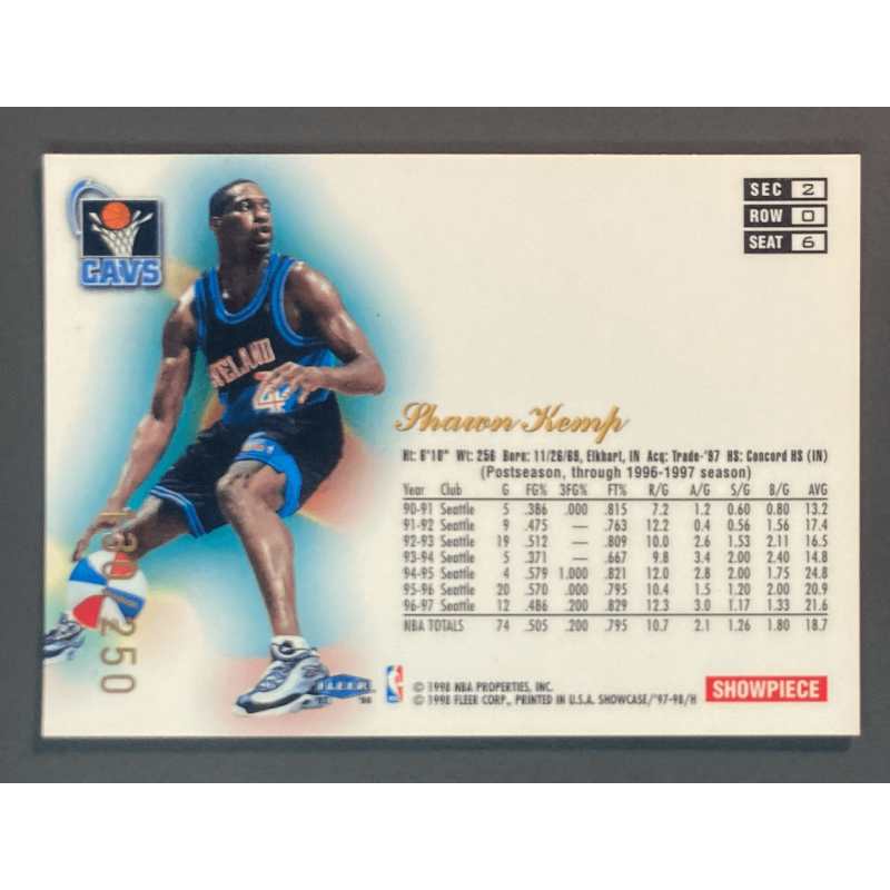 SHAWN KEMP 1997 FLEER FLAIR SHOWCASE ROW 0 Seat 6 130/250