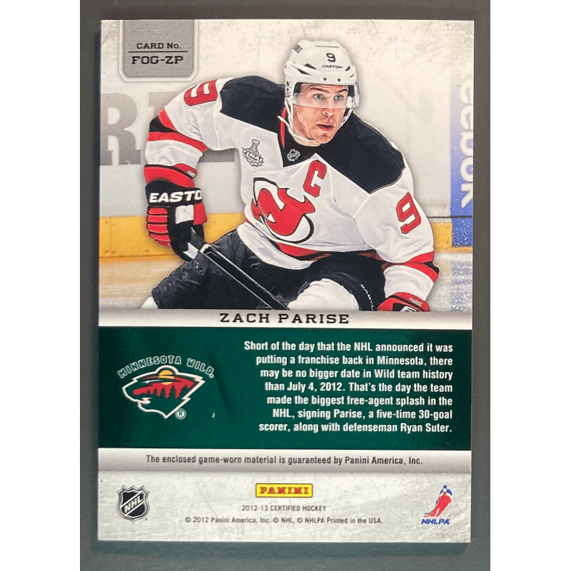 ZACH PARISE 2012-13 Panini Certified red mirror jersey 085/150