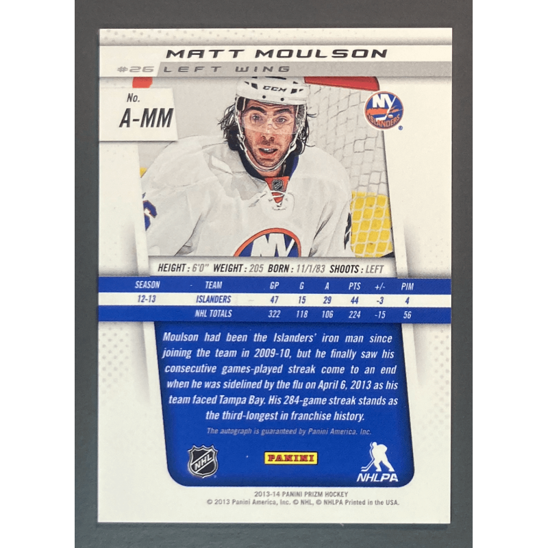 Matt Moulson 2013-14 Panini Prizm Autograph