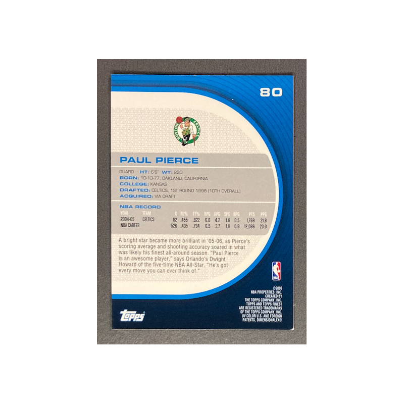 PAUL PIERCE 2005-06 Topps Finest - 80