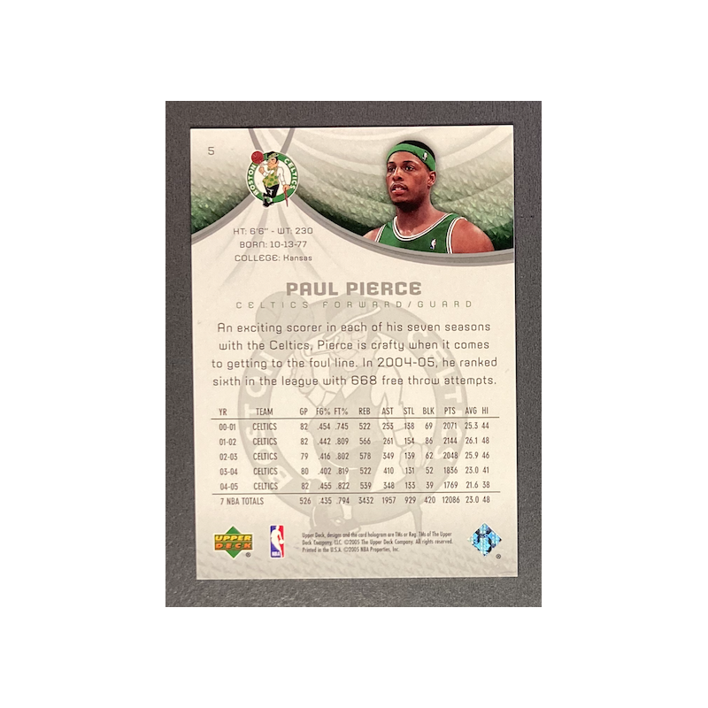 PAUL PIERCE 2005-06 SP Game Used 02/10