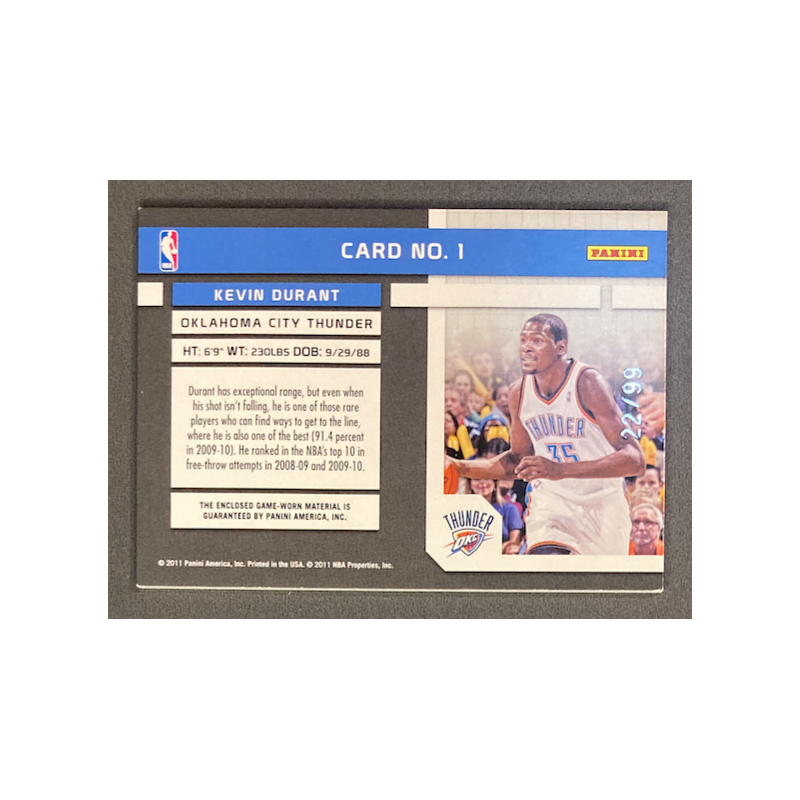 Kevin Durant 2010-11 Absolute Memorabilia Tools of the Trade jersey