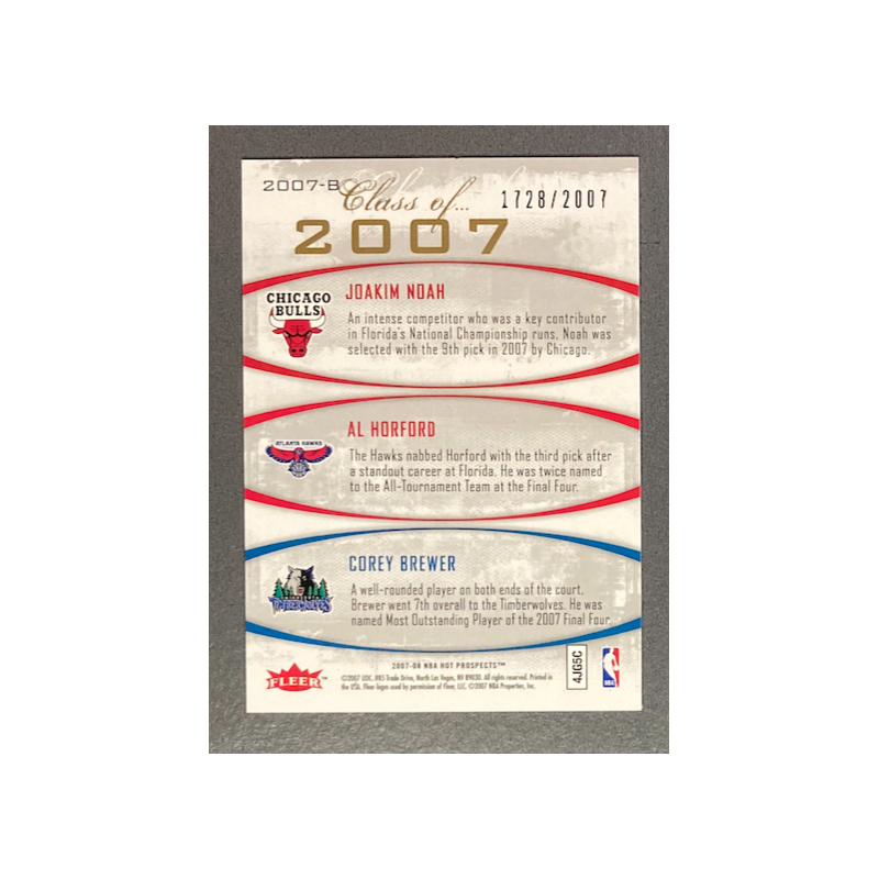 NOAH / HORFORD / BREWER 2007-08 Fleer Hot Prospects Class of 2007