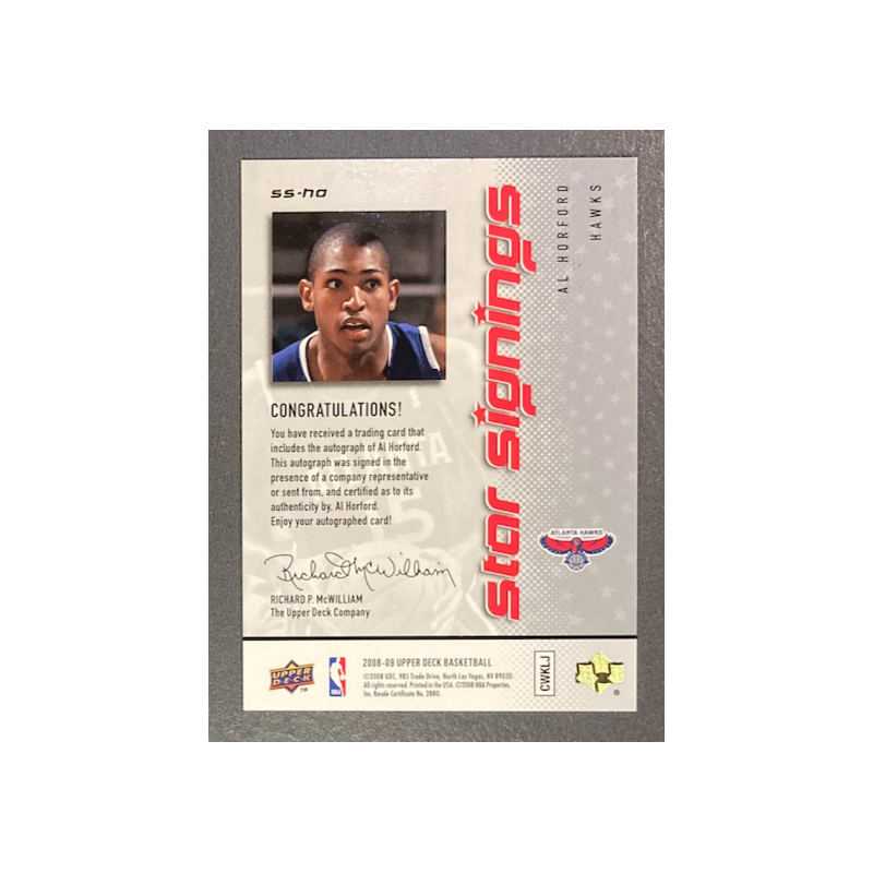 AL HORFORD 2008-09 Upper Deck Star Signings autograph