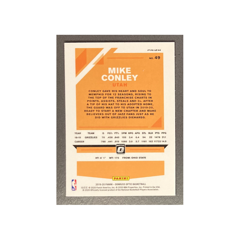 MIKE CONLEY 2019-20 Donruss Optic Hyper Pink - 49