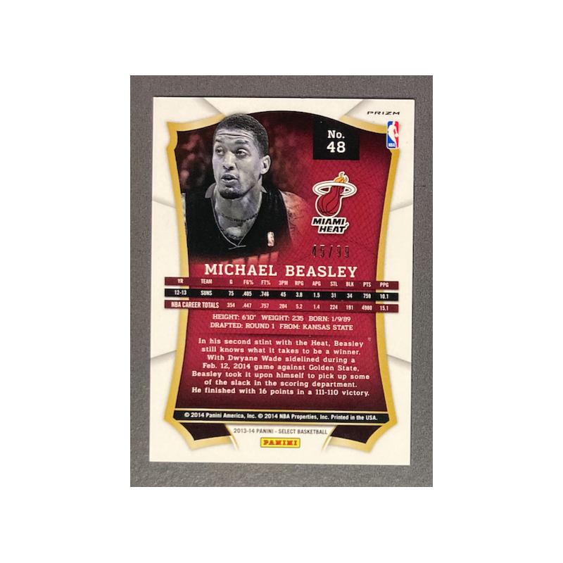 MICHAEL BEASLEY 2013-14 Select Prizm Purple 45/99