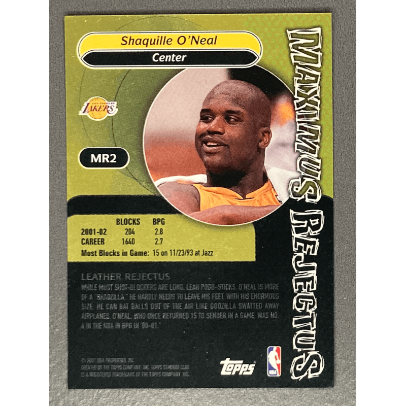 SHAQUILLE O'NEAL 2001-02 Stadium Club Maximus Rejectus - MR2