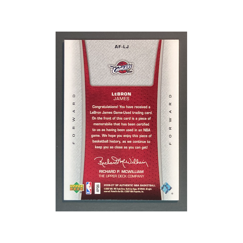 Lebron James 2006-07 SP Authentic Fabrics jersey - LJ