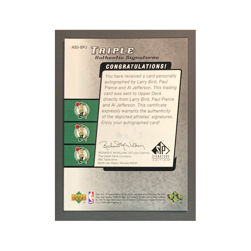 PIERCE /Larry BIRD 2004-05 SP Signature Autographs 08/25