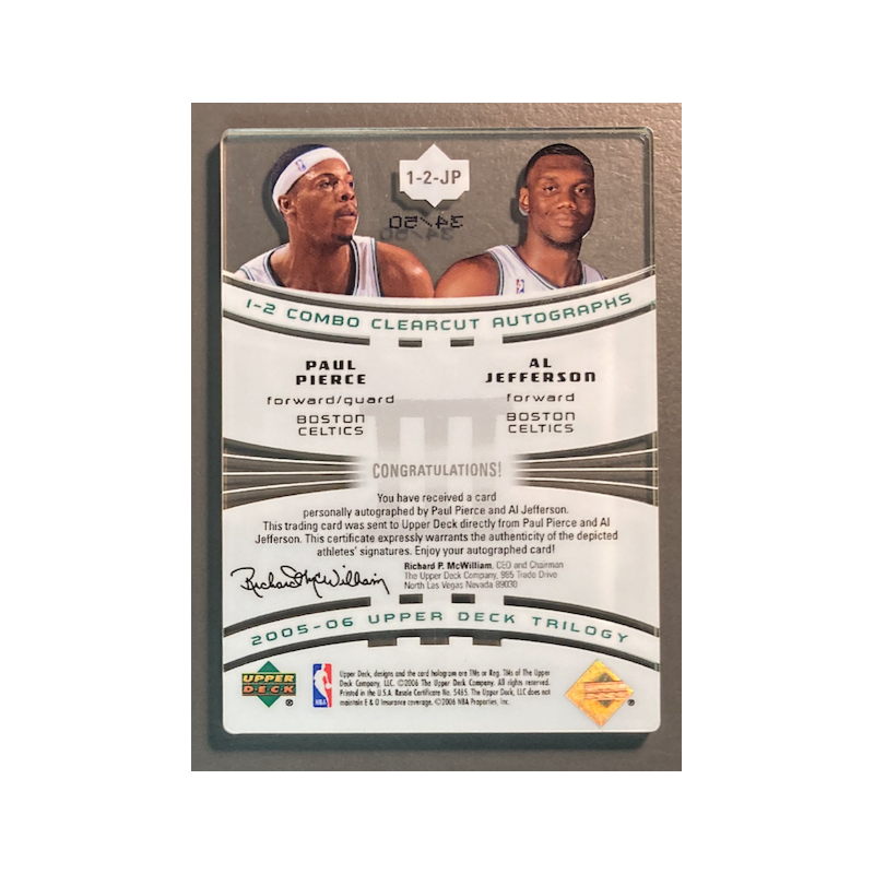PIERCE / JEFFERSON 2005-06 Upper Deck Trilogy dual autographs 34/50