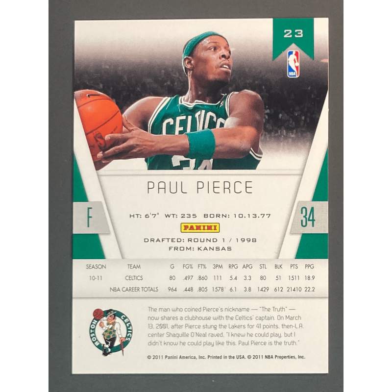PAUL PIERCE 2010 PANINI TOTALLY CERTIFIED TOTALLY BLACK 1/1