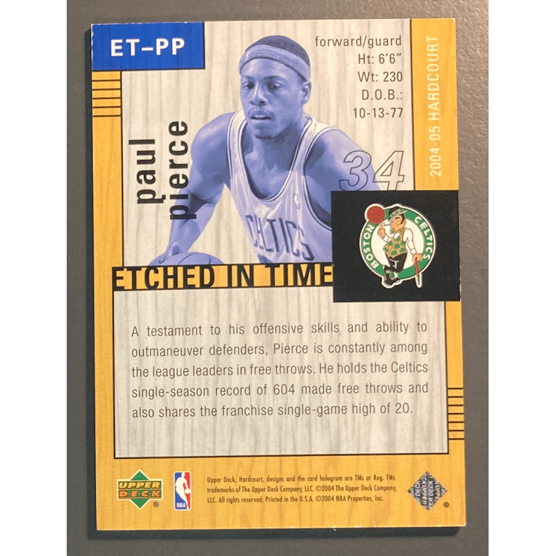 PAUL PIERCE 2004 UPPER DECK HARDCOURT ETCHED BLUE 1/1