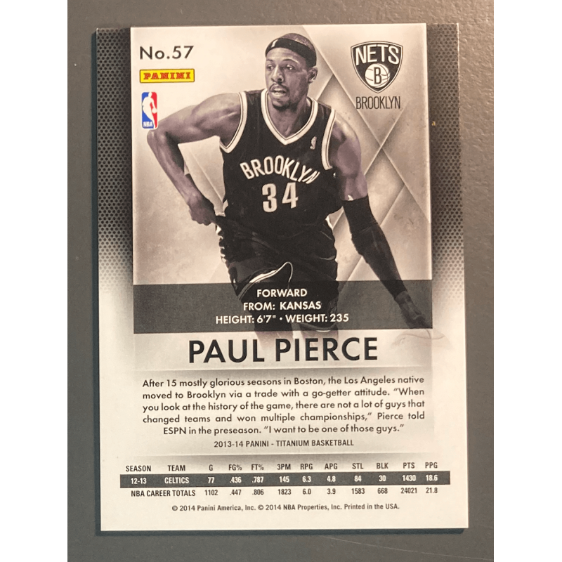 PAUL PIERCE 2013 PANINI TITANIUM 1/1
