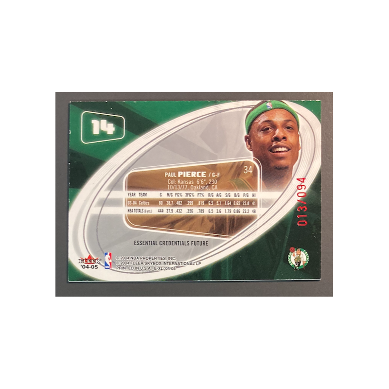 Paul Pierce 2004-05 Fleer E-XL Essential Credentials Future 13/94