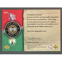 Paul PIERCE / Vince CARTER 2006-07 UD Rookie Debut dual autograph /5