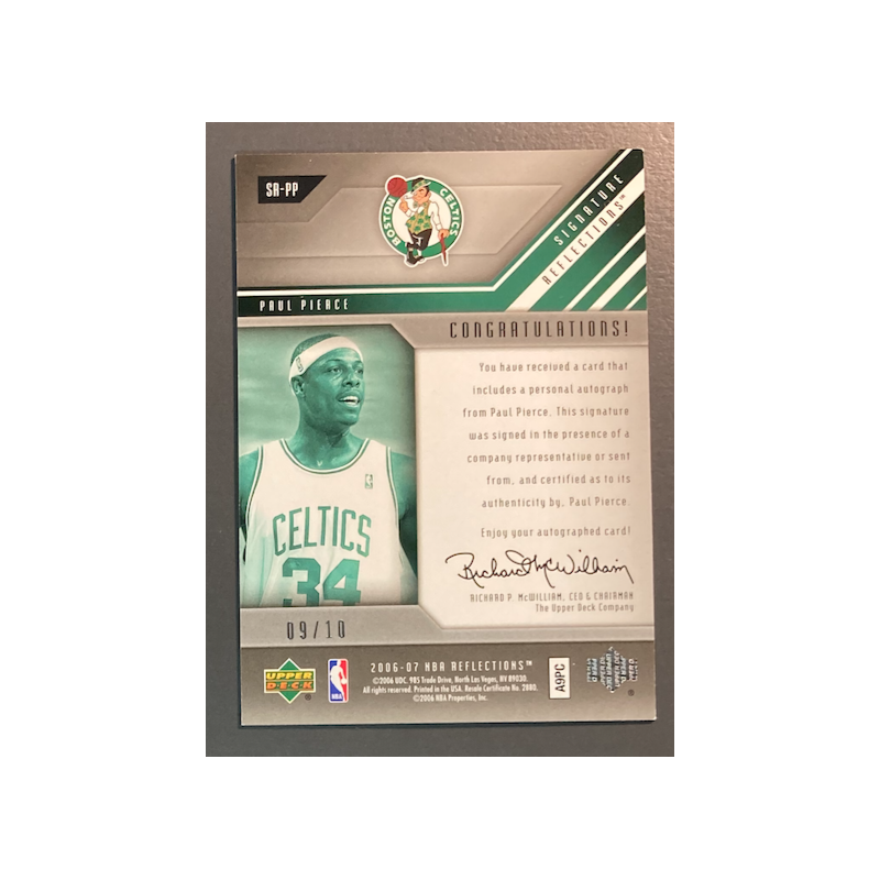 PAUL PIERCE 2006-07 UD Reflections Signature Copper 09/10