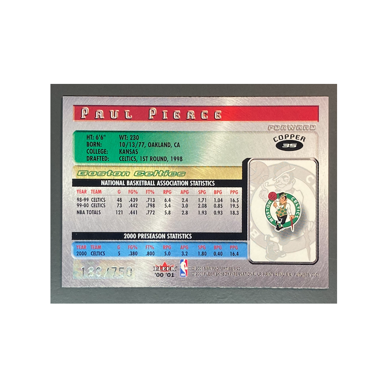 PAUL PIERCE 2000-01 Fleer Futures Copper 188/750