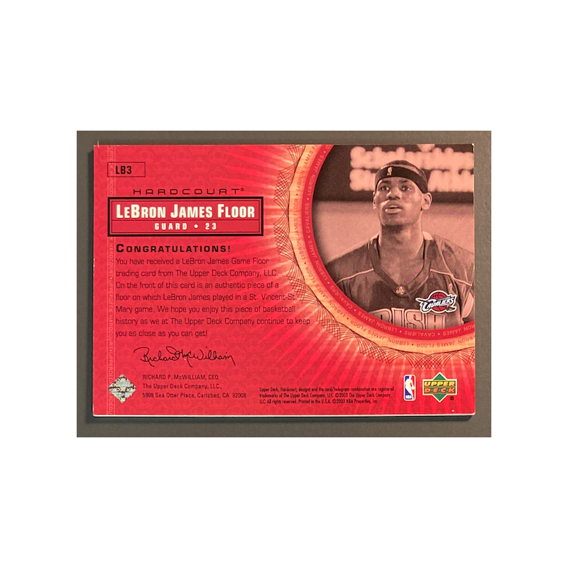 LEBRON JAMES 2003-04 Upper Deck Hardcourt game Floor LB3
