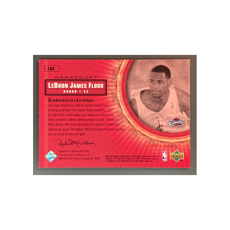 LEBRON JAMES 2003-04 Upper Deck Hardcourt game Floor LB6