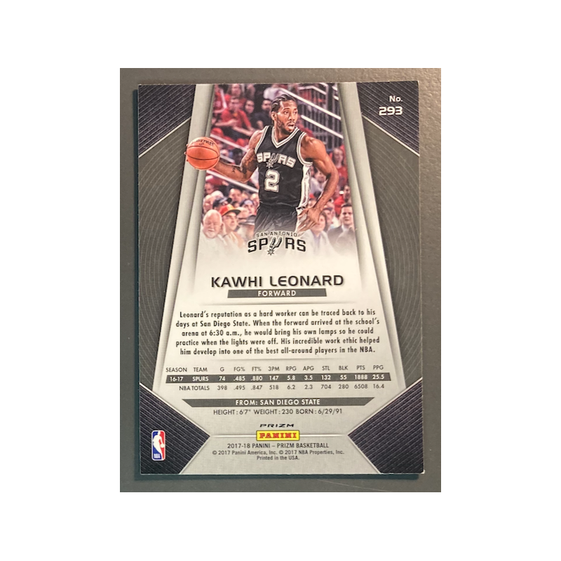KAWHI LEONARD 2017-18 Panini Prizm Silver prizm - 293