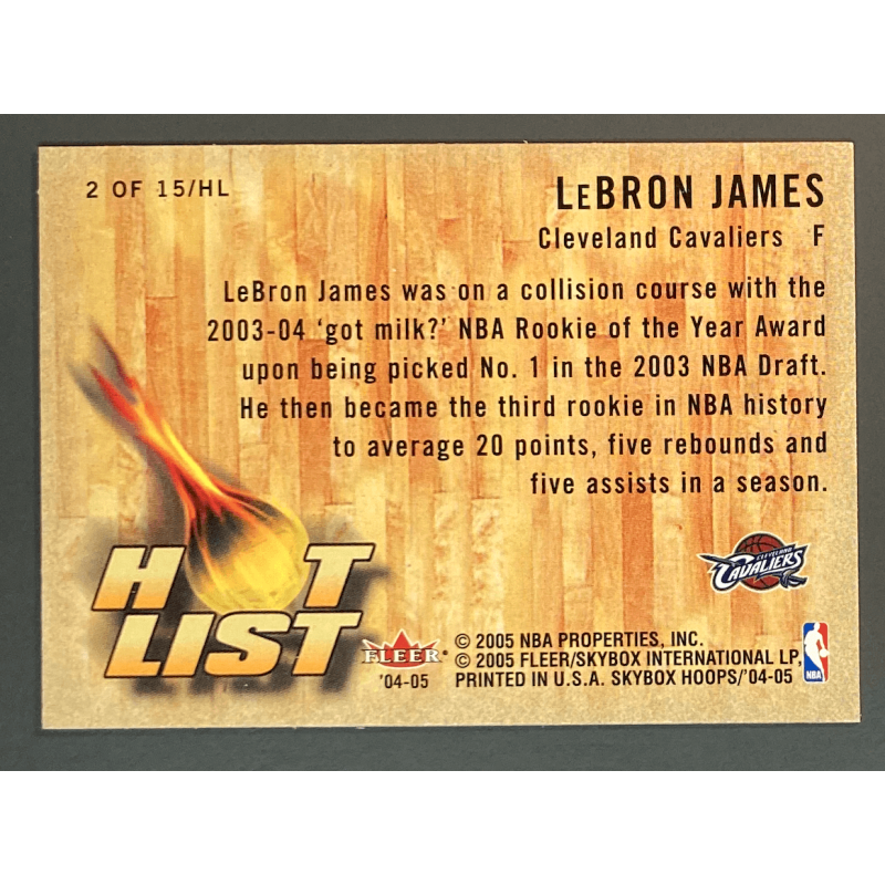 LEBRON JAMES 2004-05 Skybox Hoops Hot List