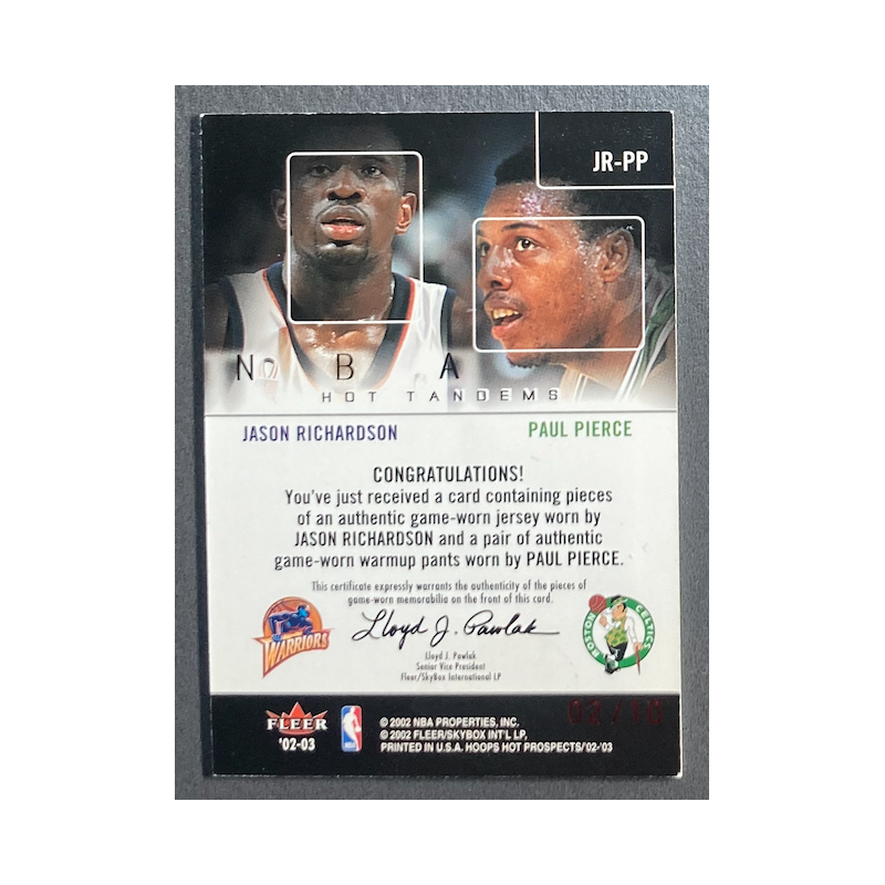 PIERCE / RICHARDSON 2002-03 Hot Prospects Red Hot Tandems jersey