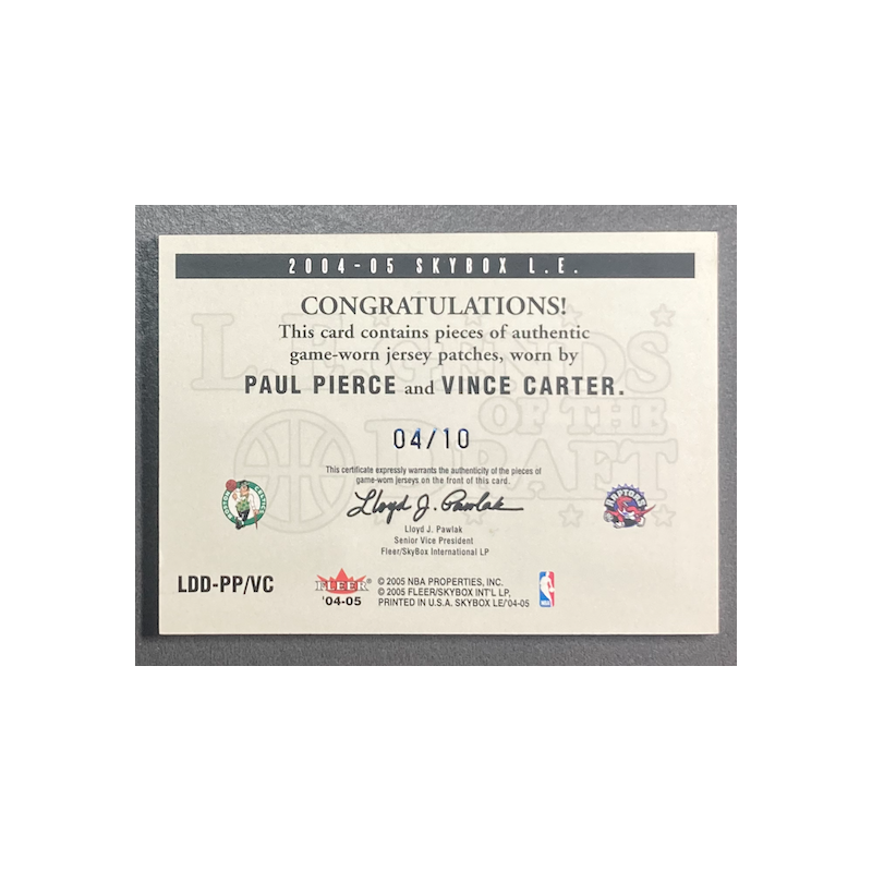 Paul PIERCE / Vince CARTER 2004-05 Skybox LE dual patches 04/10