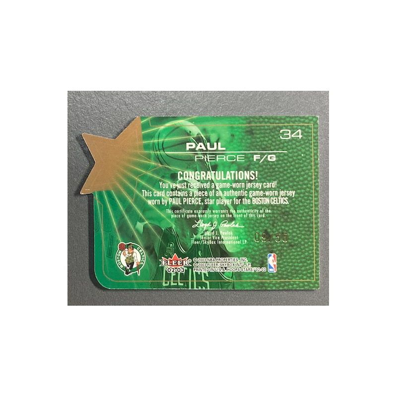 PAUL PIERCE 2002-03 Hoops Stars Star Gazing Jersey 09/50