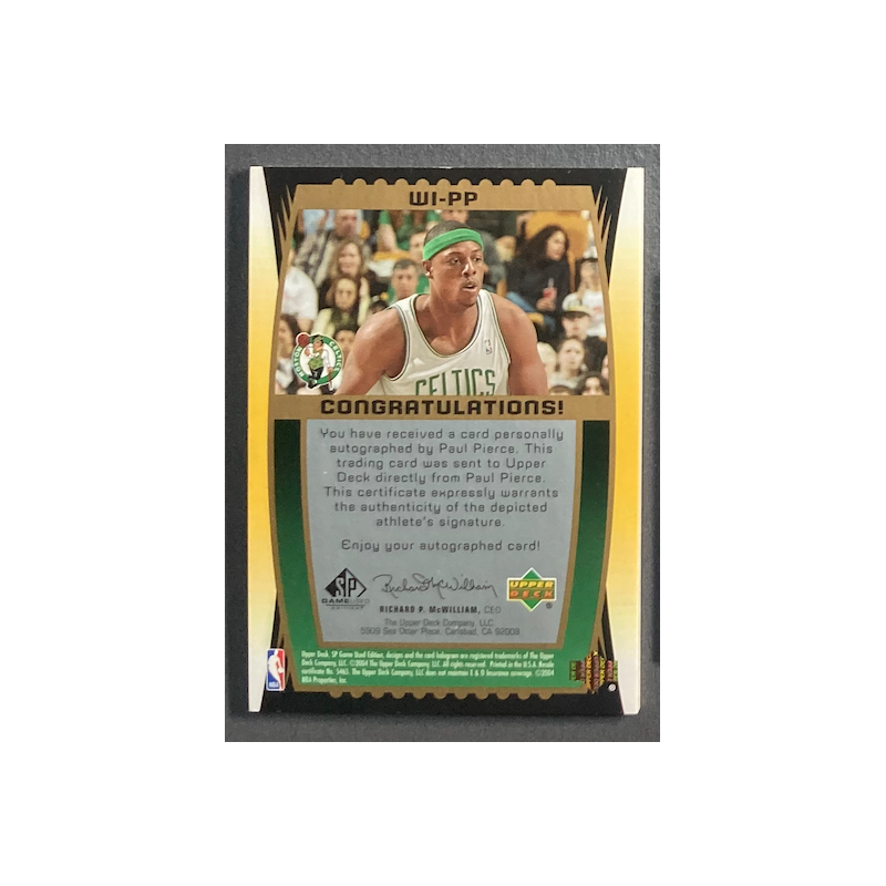 PAUL PIERCE 2004-05 SP Game Used Wood Impressions Autograph 37/75