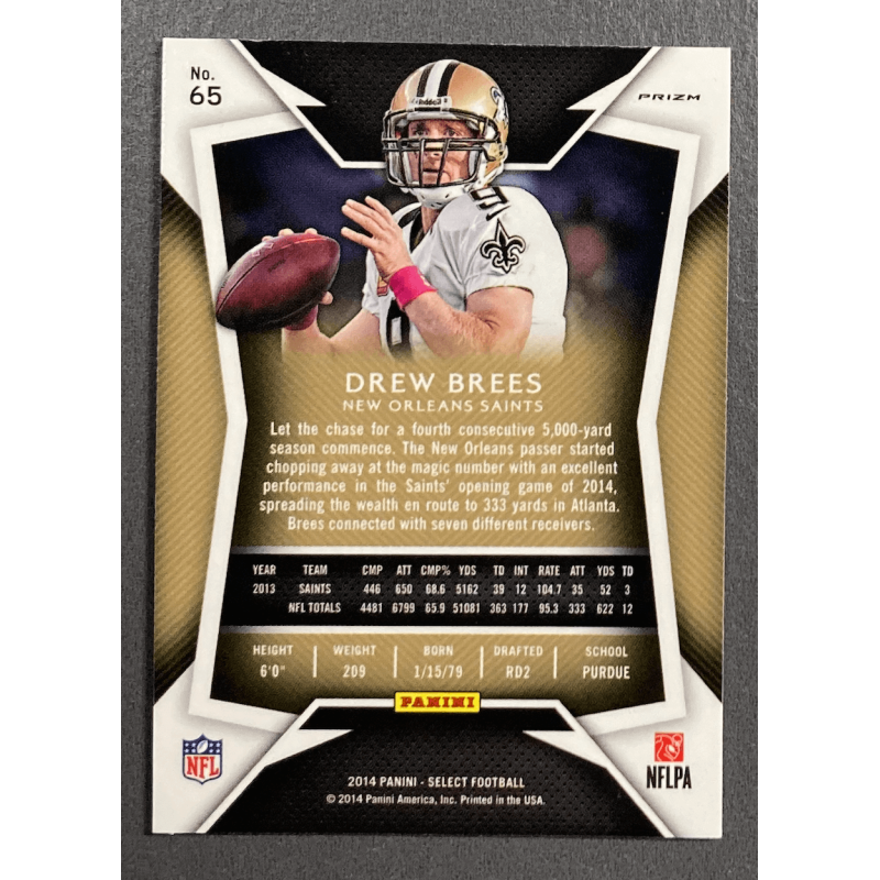 Drew Brees 2014 Panini Select silver prizm - 65