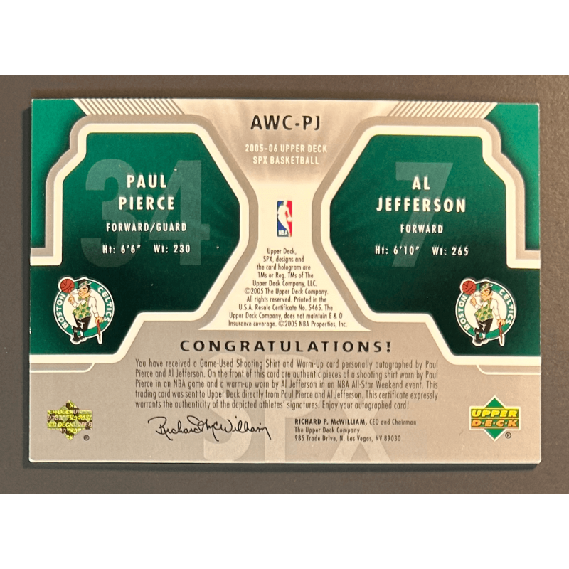 PIERCE / JEFFERSON 2005-06 UD SPX Winning combos dual auto /10