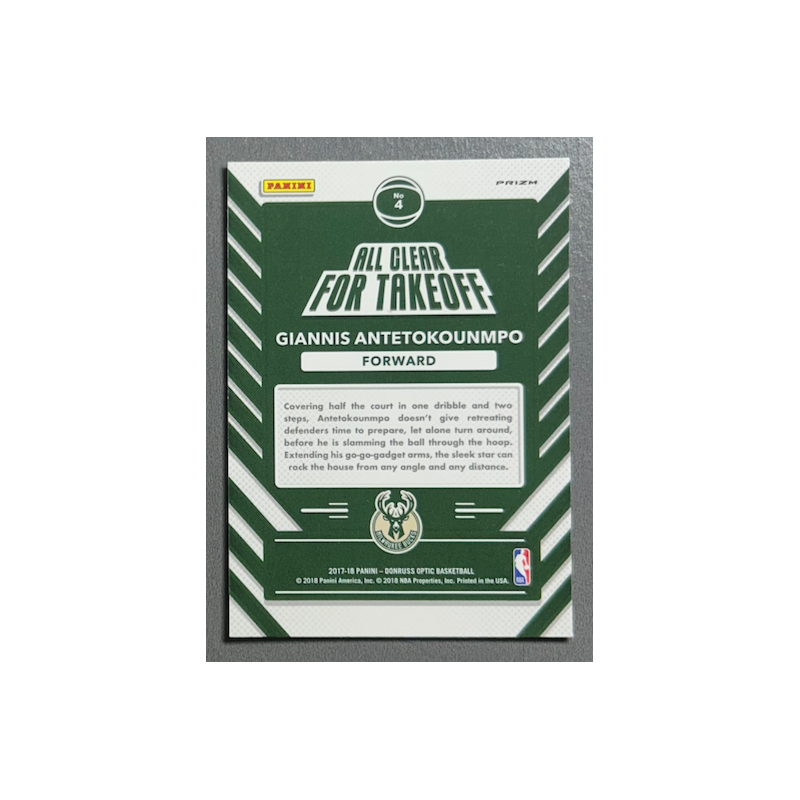 Giannis Antetokounmpo 2017-18 Donruss Optic All Clear for Takeoff Holo