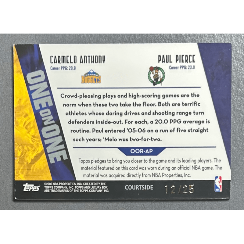 PIERCE / ANTHONY 2005-06 Topps Luxury Box One on One Dual Relics