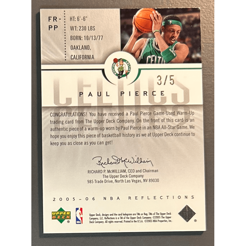 PAUL PIERCE 2005-06 UD Reflections jersey gold 3/5